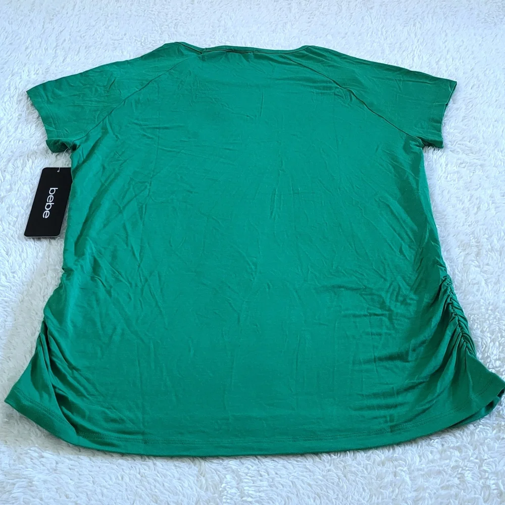 bebe Green💚 Top With Triple3️⃣ Silver🤍 Rings Detail - NWT - Picture 15 of 16